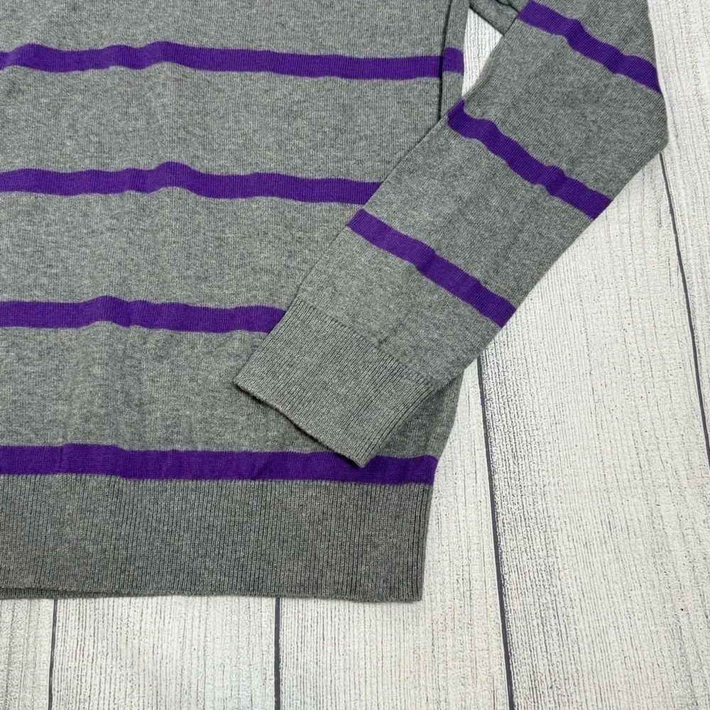 Old Navy boys Gray & Purple Striped V-Neck Sweater Size S 100% Cotton